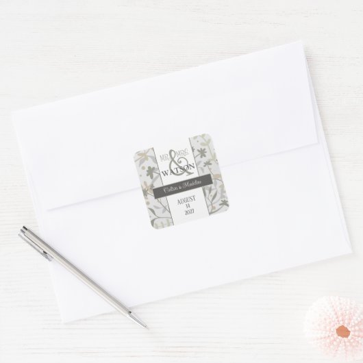 Floral Sprigs Custom Trendy Inspirivity Vierkante Sticker (Envelop)
