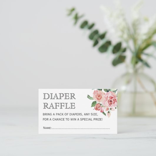 Floral Spring Baby shower Luier Raffle Tickets Informatiekaartje (Staand voorkant)