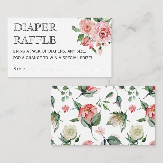 Floral Spring Baby shower Luier Raffle Tickets Informatiekaartje (Voorkant / Achterkant)