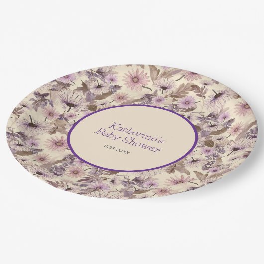  Floral Spring Baby shower Papieren Bordje (Gekanteld)