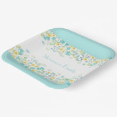 Floral Spring Blauw Geel Wildbloemen Familienaam Papieren Bordje (Gebogen)