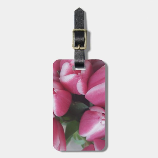 Floral Spring Bouquet of Pink Tulips, Flowers Bagagelabel (Voorkant verticaal)