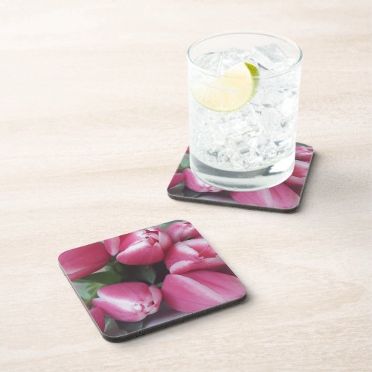 Floral Spring Bouquet of Pink Tulips, Flowers Bier Onderzetter (Rechterzijde)