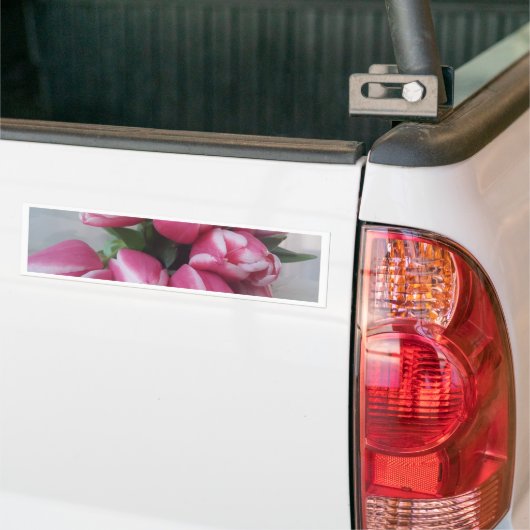 Floral Spring Bouquet of Pink Tulips, Flowers Bumpersticker (Op Truck)