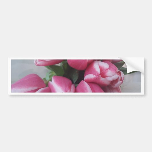 Floral Spring Bouquet of Pink Tulips, Flowers Bumpersticker (Voorkant)