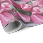 Floral Spring Bouquet of Pink Tulips, Flowers Cadeaupapier (Rol Hoek)