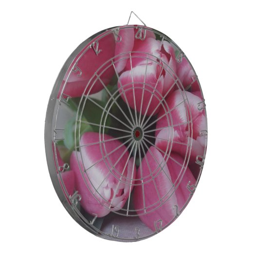 Floral Spring Bouquet of Pink Tulips, Flowers Dartbord (Voorkant Links)