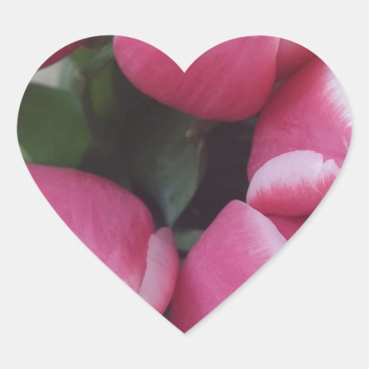 Floral Spring Bouquet of Pink Tulips, Flowers Hart Sticker (Voorkant)