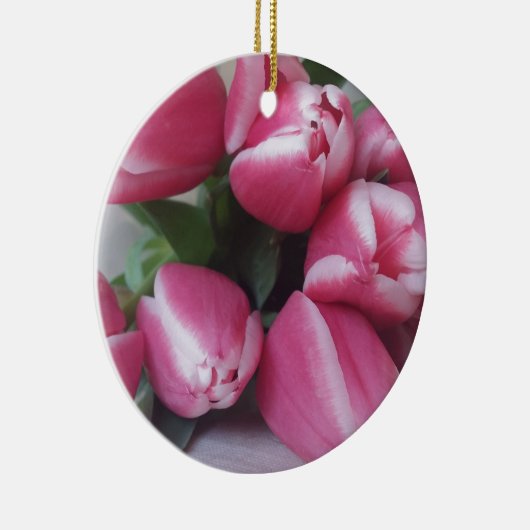 Floral Spring Bouquet of Pink Tulips, Flowers Keramisch Ornament (Rechts)