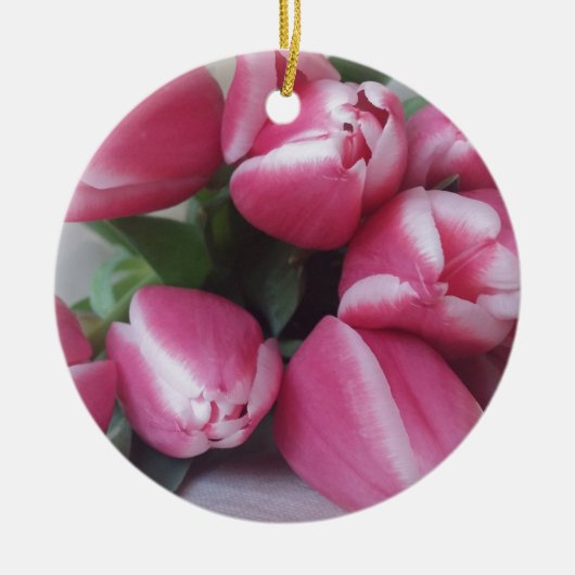 Floral Spring Bouquet of Pink Tulips, Flowers Keramisch Ornament (Voorkant)