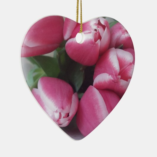 Floral Spring Bouquet of Pink Tulips, Flowers Keramisch Ornament (Rechts)