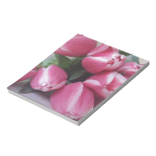 Floral Spring Bouquet of Pink Tulips, Flowers Notitieblok (Linkerzijde)