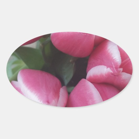Floral Spring Bouquet of Pink Tulips, Flowers Ovale Sticker (Voorkant)