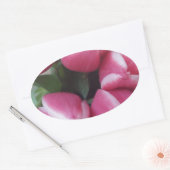 Floral Spring Bouquet of Pink Tulips, Flowers Ovale Sticker (Envelop)