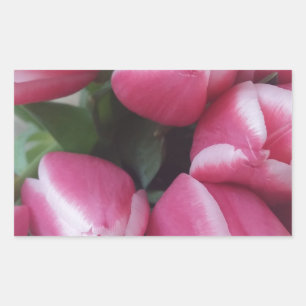 Floral Spring Bouquet of Pink Tulips, Flowers Rechthoekige Sticker