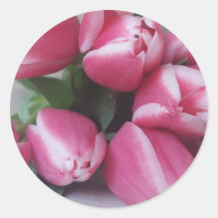 Floral Spring Bouquet of Pink Tulips, Flowers Ronde Sticker