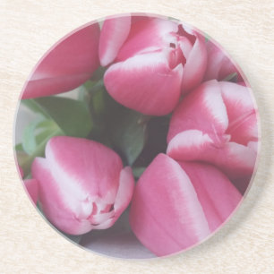Floral Spring Bouquet of Pink Tulips, Flowers Zandsteen Onderzetter
