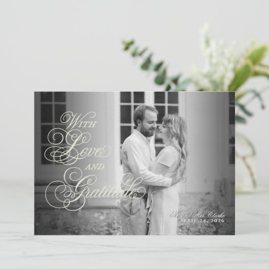 Floral Spring Chinoiserie Flat Bedankt Kaart (Staand voorkant)