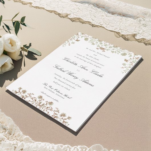 Floral Spring Chinoiserie Folie Huwelijksuitnodigi Folie Uitnodiging