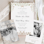 Floral Spring Chinoiserie Folie Huwelijksuitnodigi Folie Uitnodiging