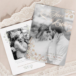 Floral Spring Chinoiserie Save the Date Folie Uitnodiging