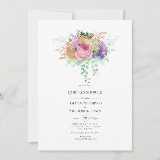 Floral Spring Couples Shower Invitation Kaart (Voorkant)