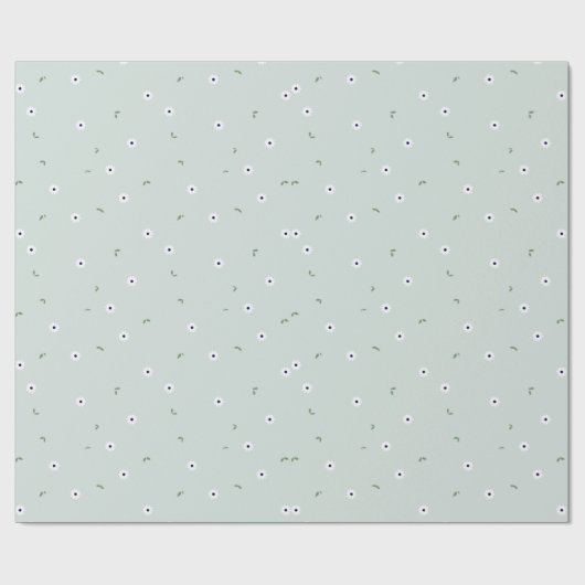 Floral Spring Daffodil baby blauw en wit Cadeaupapier (Vlak)