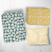 Floral Spring Daffodil | Blauwgroen en geel Inpakpapier Vel