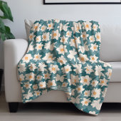 Floral Spring Daffodil Blooms | Blauwgroen aangepa Fleece Deken