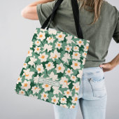 Floral Spring Daffodil Blooms | Groene Monogrammen Tote Bag