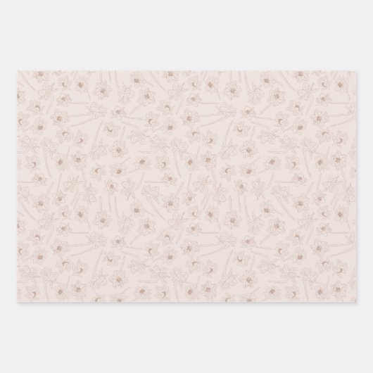 Floral Spring Daffodil | Bruin en Paars Inpakpapier Vel (Voorkant 3)