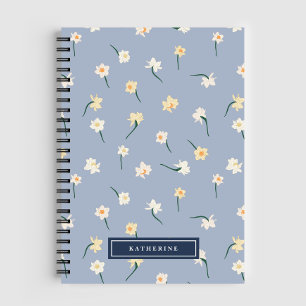 Floral Spring Daffodil Dusty Blue op maat Notitieboek
