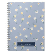 Floral Spring Daffodil | Dusty Blue op maat Notitieboek (Voorkant)