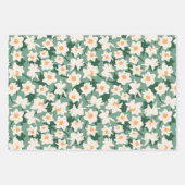 Floral Spring Daffodil | Groen en Sinaasappel Inpakpapier Vel (Voorkant)
