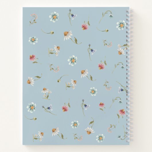 Floral Spring Dusty Blue gepersonaliseerd Notitieboek (Achterkant)