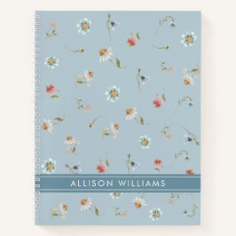 Floral Spring Dusty Blue gepersonaliseerd Notitieboek