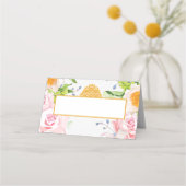 Floral Spring Folded Quinceanera Placement Kaart Plaatskaartje (Achterkant)