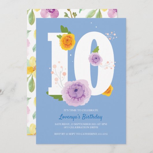 Floral Spring Garden 10e verjaardag Save The Date (Voorkant / Achterkant)