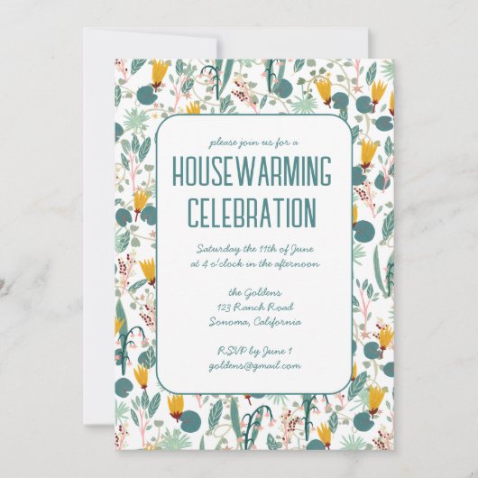 Floral Spring Garden Custom HOUSEWARMING PARTY Kaart (Voorkant)