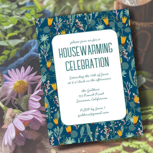 Floral Spring Garden Custom HOUSEWARMING PARTY Kaart