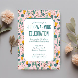 Floral Spring Garden Custom HOUSEWARMING PARTY Kaart
