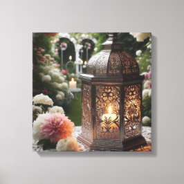 Floral Spring Garden Lantern Canvas Afdruk