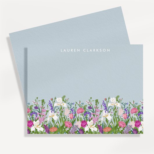 Floral Spring Garden Personalized Note Card Kaart