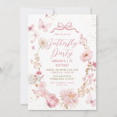 Floral Spring Garden Watercolor Butterfly Birthday Kaart (Voorkant)