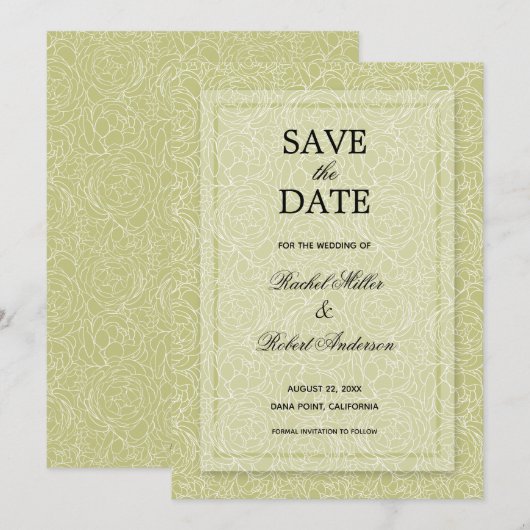 Floral Spring Green Save The Date (Voorkant / Achterkant)