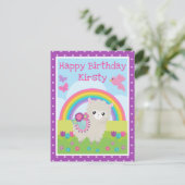 Floral Spring Llama en regenboogdag Briefkaart (Staand voorkant)