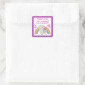 Floral Spring Llama en regenboogdag Vierkante Sticker (Tas)