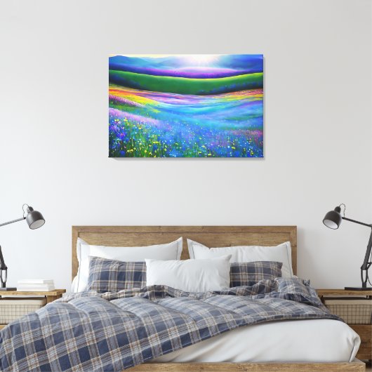 Floral Spring Meadow Mountain Valley Landschap Canvas Afdruk (Insitu (Slaapkamer))