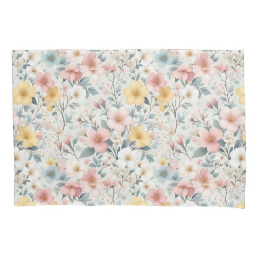 Floral Spring Meadow Pink Yellow  Kussensloop (Voorkant)