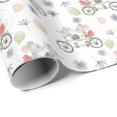 Floral Spring Mice On A Bike With Balloons Pattern Cadeaupapier (Rol Hoek)